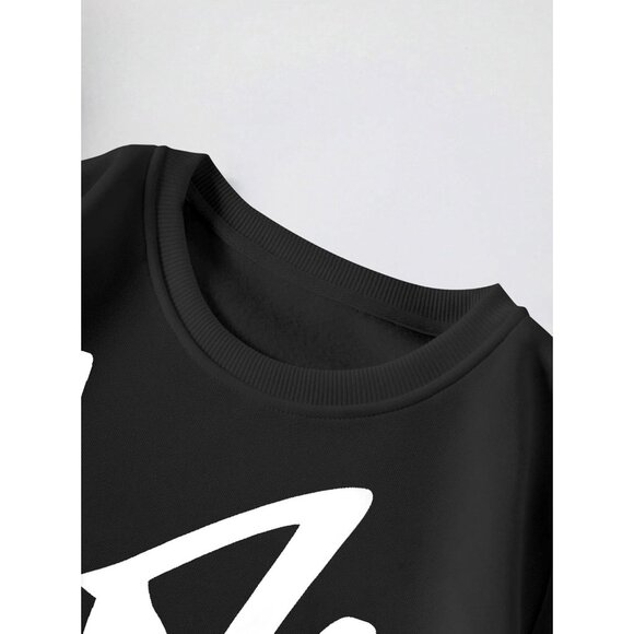 ⚡Women Black Love Imported Graphic Crewneck Long Sleeve Pullover Sweatshirt - Picture 3 of 5